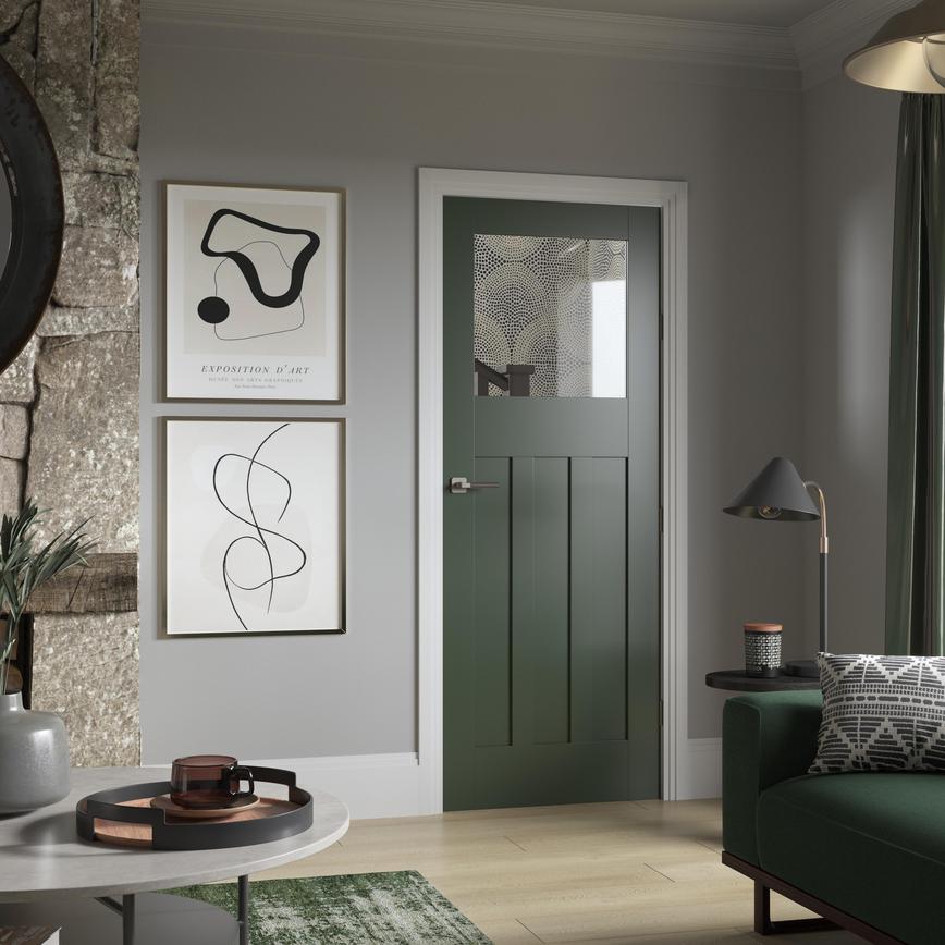 1930s White Primed 3 Panel Glazed - Image 2